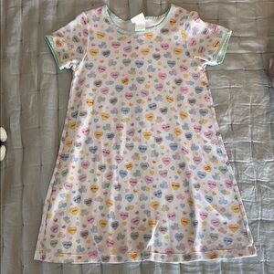 Pink and Blue Heart Nightgown with Short Sleeves